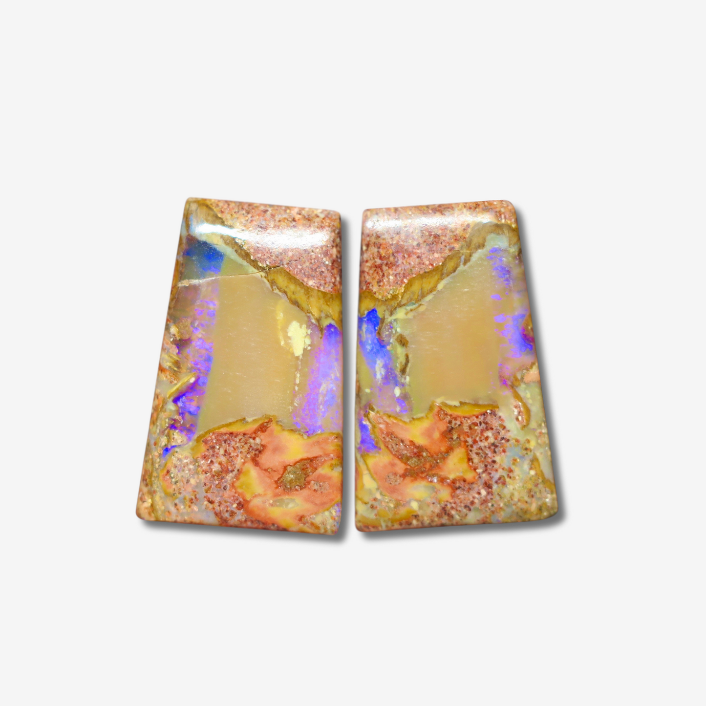 33.56 cttw Purple Boulder Opal Pair