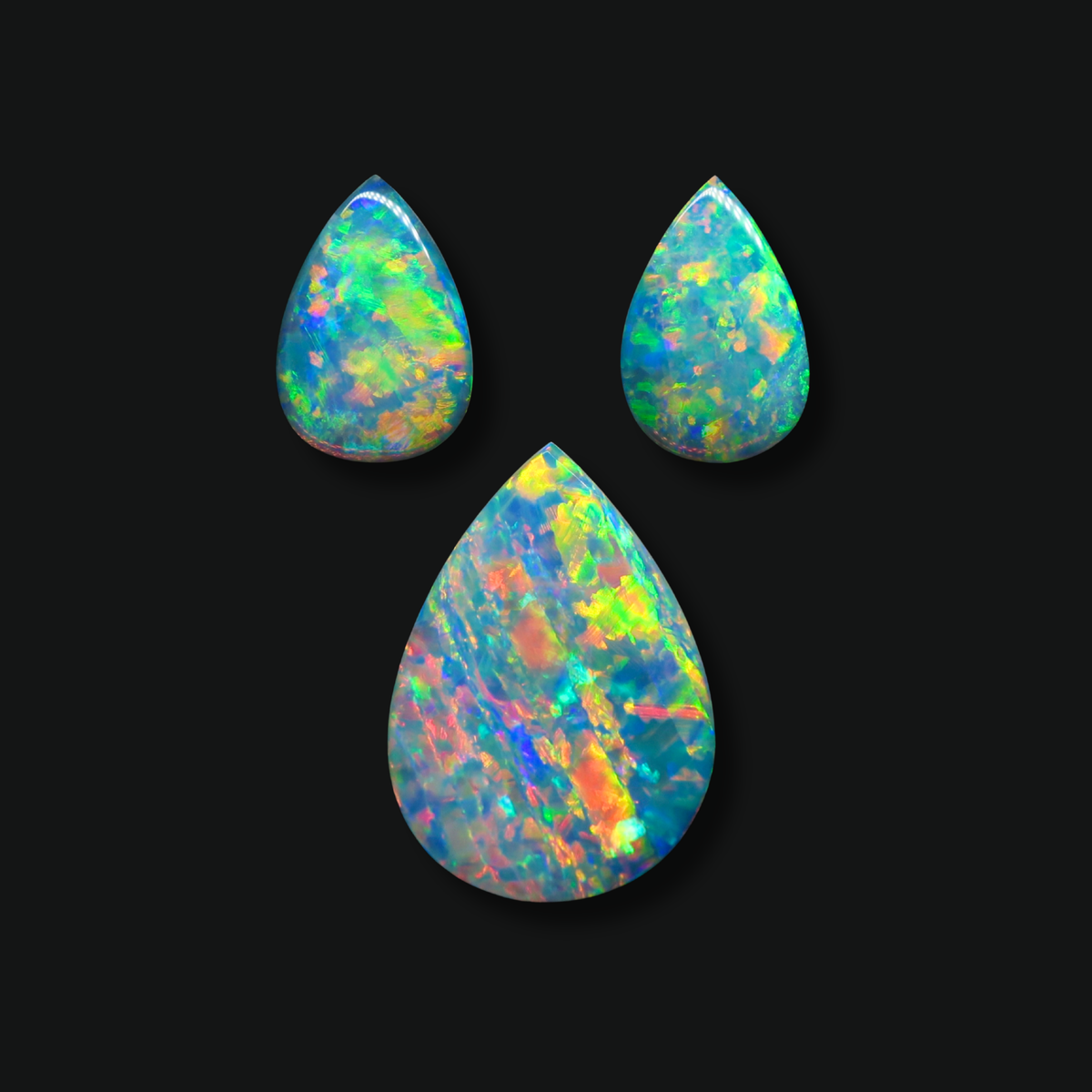 5.20 cttw Pear-Shaped Crystal Opal Pendant & Earring Suite