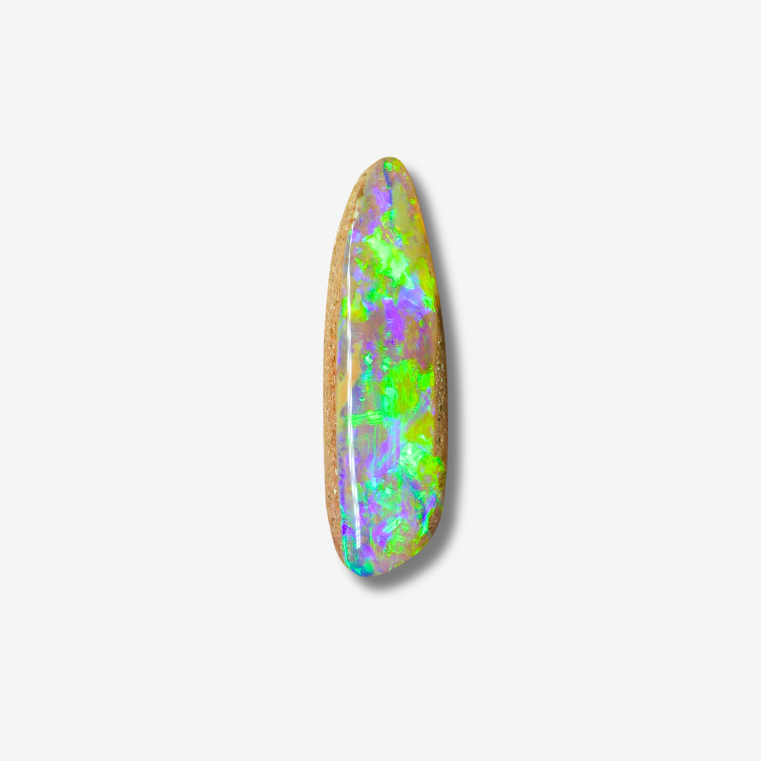 5.29 ct Neon Green & Purple Pipe Crystal Opal 24.3x7.1x4.6 mm