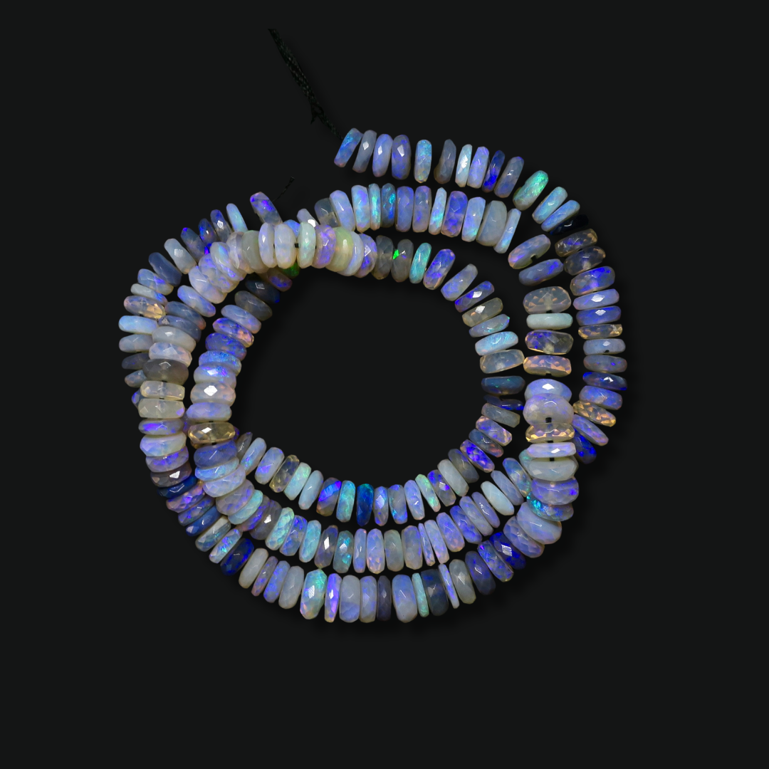 86.41 cttw Faceted Crystal Opal Bead Strand