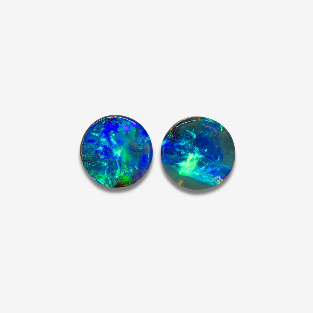 1.64 cttw Round Boulder Opal Pair