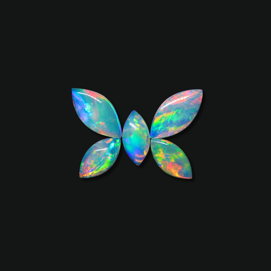 1.85 cttw Butterfly Marquise Crystal Opal 5 pc Suite