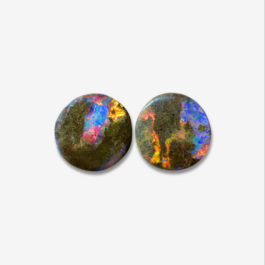13.02 cttw Round Boudler Opal Pair
