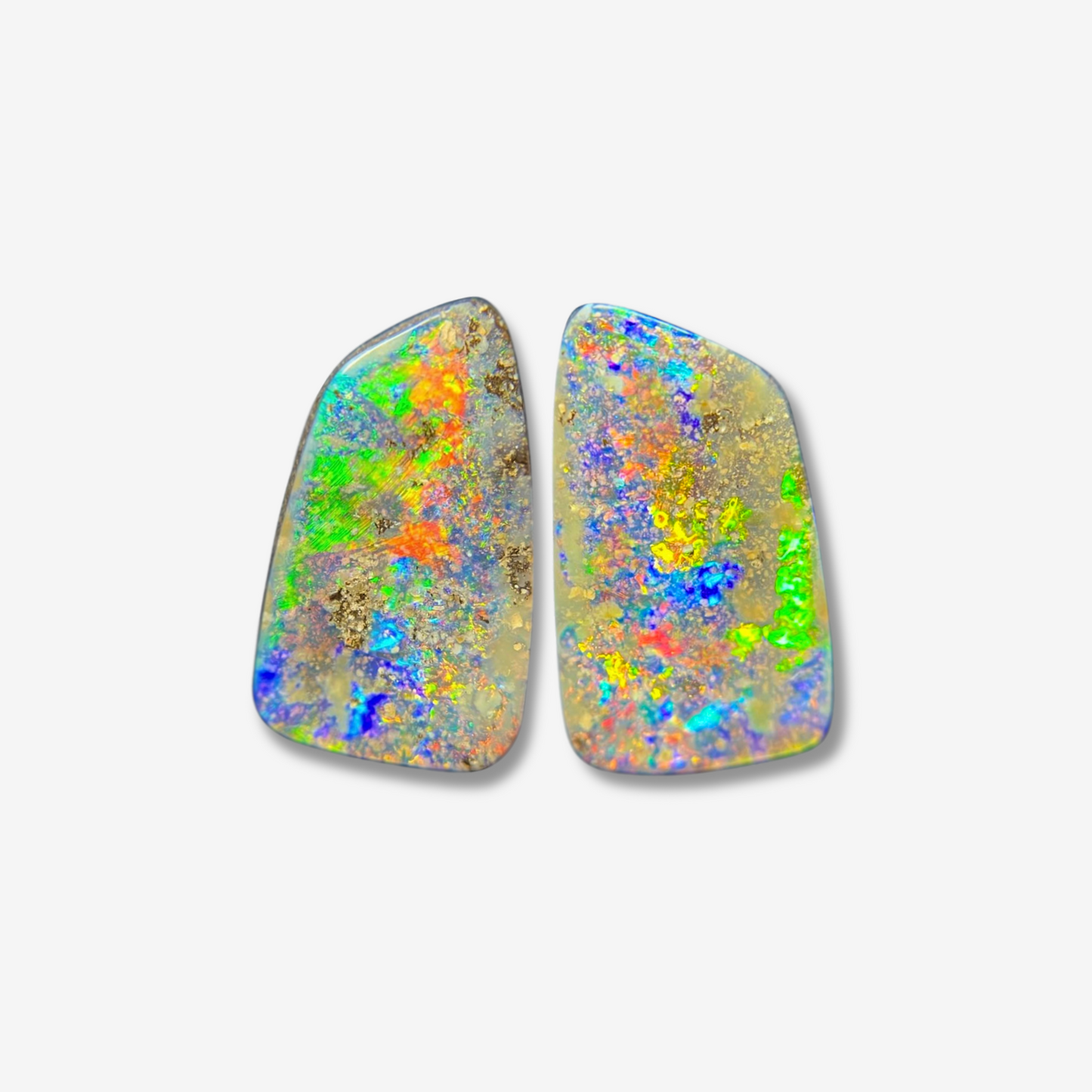 13.29 cttw Bright Multicolored Boulder Opal Pair