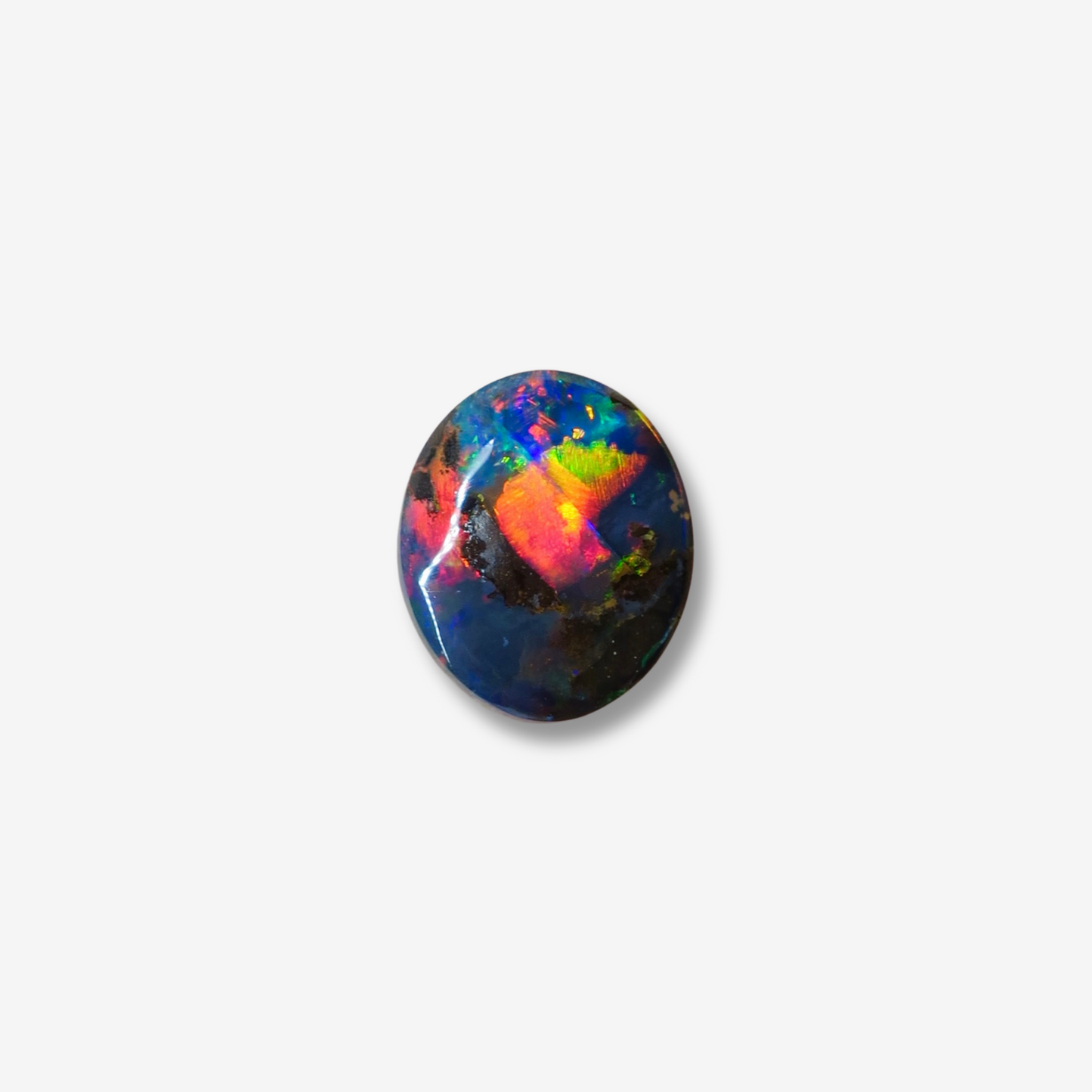 2.93 ct Oval Boulder Opal with Red Color Play