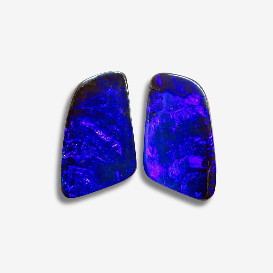 25.35 cttw Indigo Boulder Opal Pair 23x13x4.8 mm