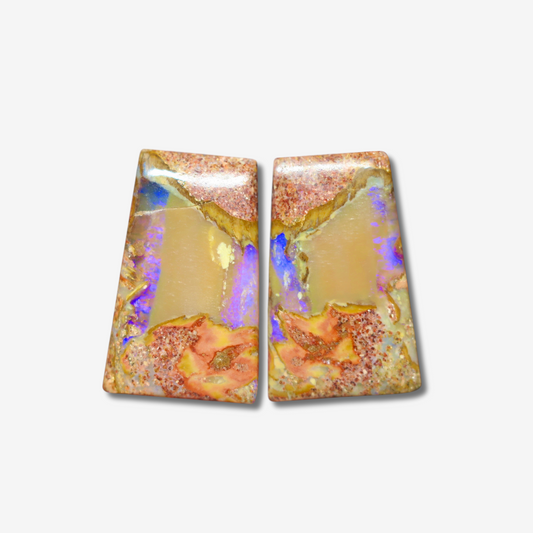 33.56 cttw Purple Boulder Opal Pair