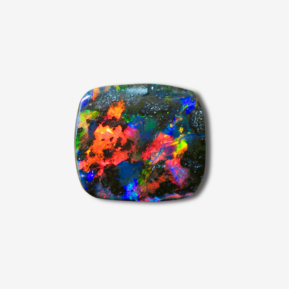 6.24 ct Red Flash Cushion Boulder Opal 14x12.7x3.4 mm